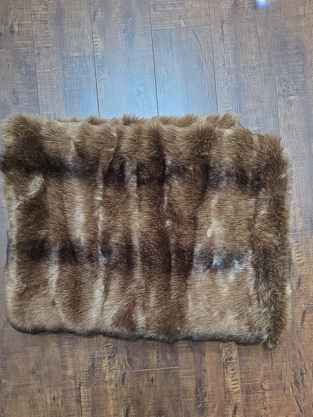 WORLD MARKET Luxury Plush Brown Black Faux Fur Cozy Reversible Blanket Throw